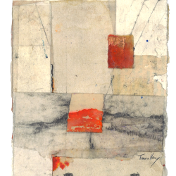 Fires That Fence | Travis Hencey | graphite on collaged paper with poured pewter | $300