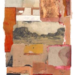 We're All Patchwork | Travis Hencey | graphite & metal leaf and on collaged paper | $300