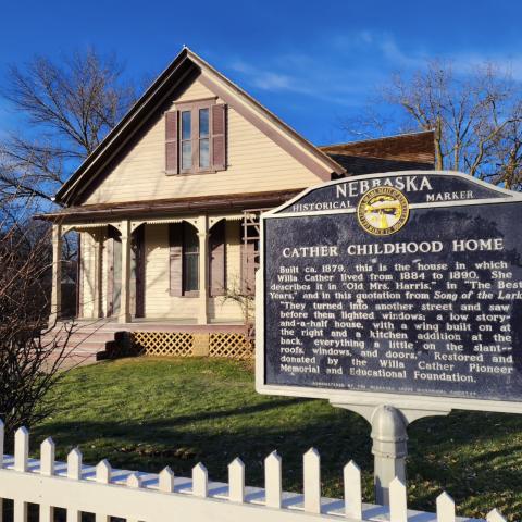 Exterior of the restored Willa Cather Childhood Home