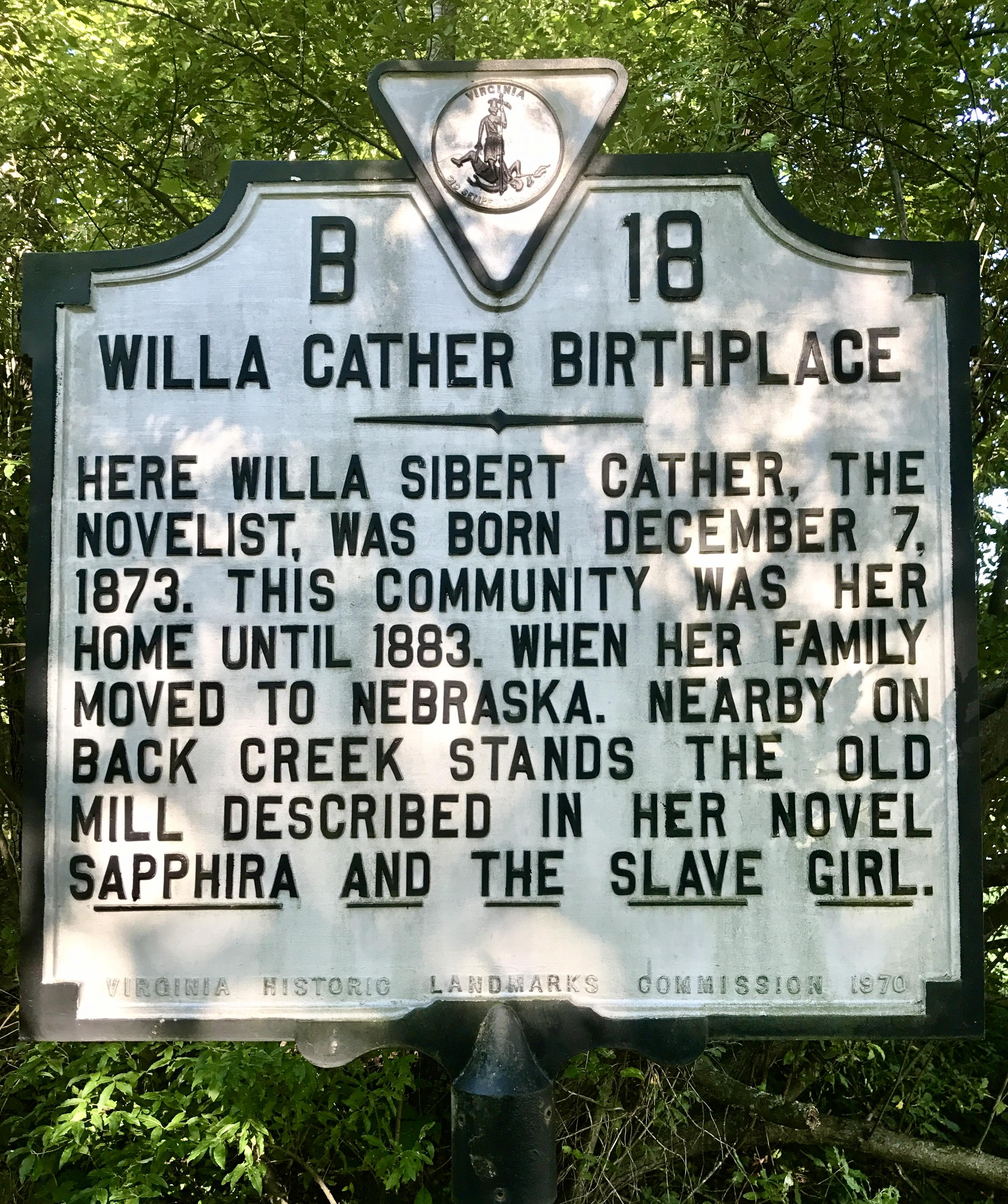 Signage at Willa Cather's Birthplace Signage at Willa Cather's Birthplace