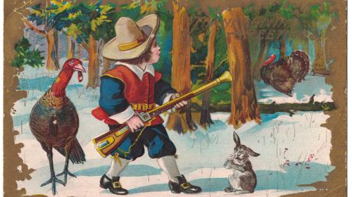 Cather's Thanksgiving postcard to her niece, 1909