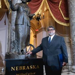 Sculptor Littleton Alston next to his statue of Willa Cather | Congressional Statue Dedication Ceremony in Honor of Willa Cather of Nebraska | National Statuary Hall | U.S. Capitol | Wednesday, June 7, 2023 | 11:00 a.m. | Image ©Cheriss May, Ndemay Media Group
