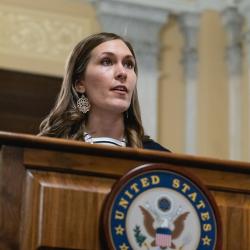 Executive director of the Willa Cather Foundation, Ashley Olson, at the reception following the ceremony | Congressional Statue Dedication Ceremony in Honor of Willa Cather of Nebraska | National Statuary Hall | U.S. Capitol | Wednesday, June 7, 2023 | 11:00 a.m. | Image ©Cheriss May, Ndemay Media Group