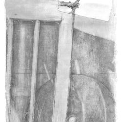 Emptied into Time | Travis Hencey | metalpoint on prepared paper & collaged | $350 11x15 framed 