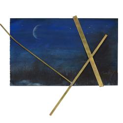 So On & So Forth | watercolor and pastel on paper with soldered brass | Travis Hencey | $275 9.75 x10.75 framed