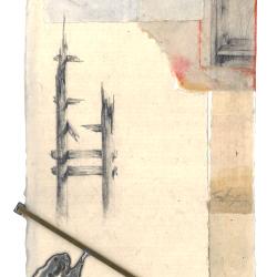 When I've Crossed the River | Travis Hencey | graphite on collaged paper with poured pewter and soldered brass | SOLD 9.5x12.75 framed