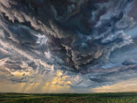 Oil painting of storm clouds