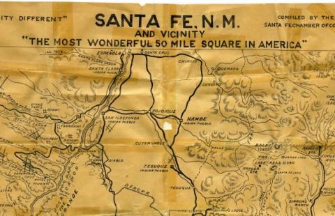 Willa Cather's circa 1924 map of Santa Fe.