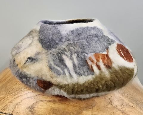 Felted bowl with botanical print