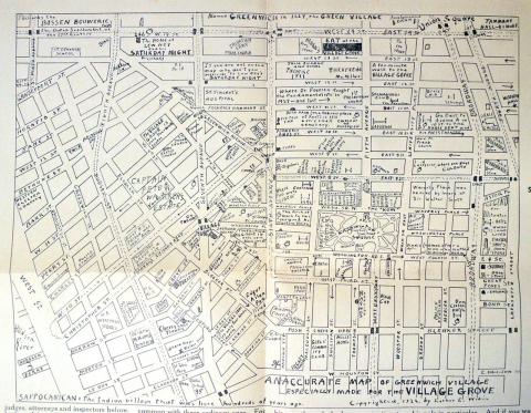 Annotated map of Greenwich Village, circa 1924