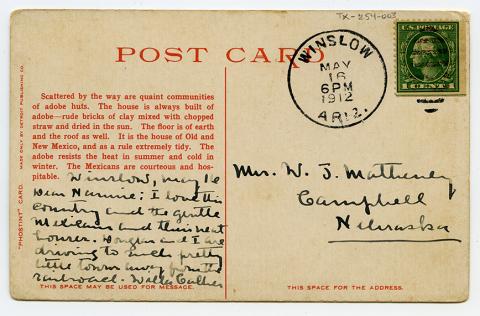 Cather Postcard 1912