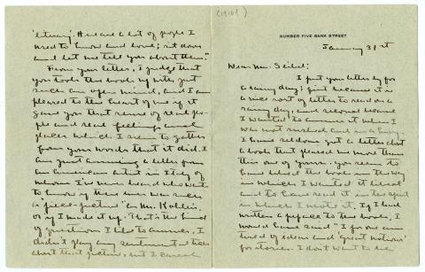 Handwritten letter on 5 Bank Street stationery