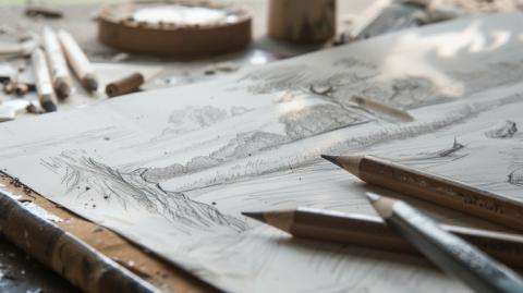 Photo of pencils and a sketchbook