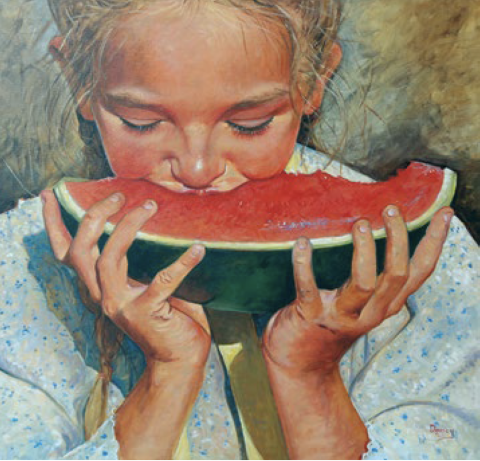 screen_shot_2023-02-16_at_11.25.13_am.png Watermelon by David Dorsey is an acrylic painting of a young girl eating a watermelon